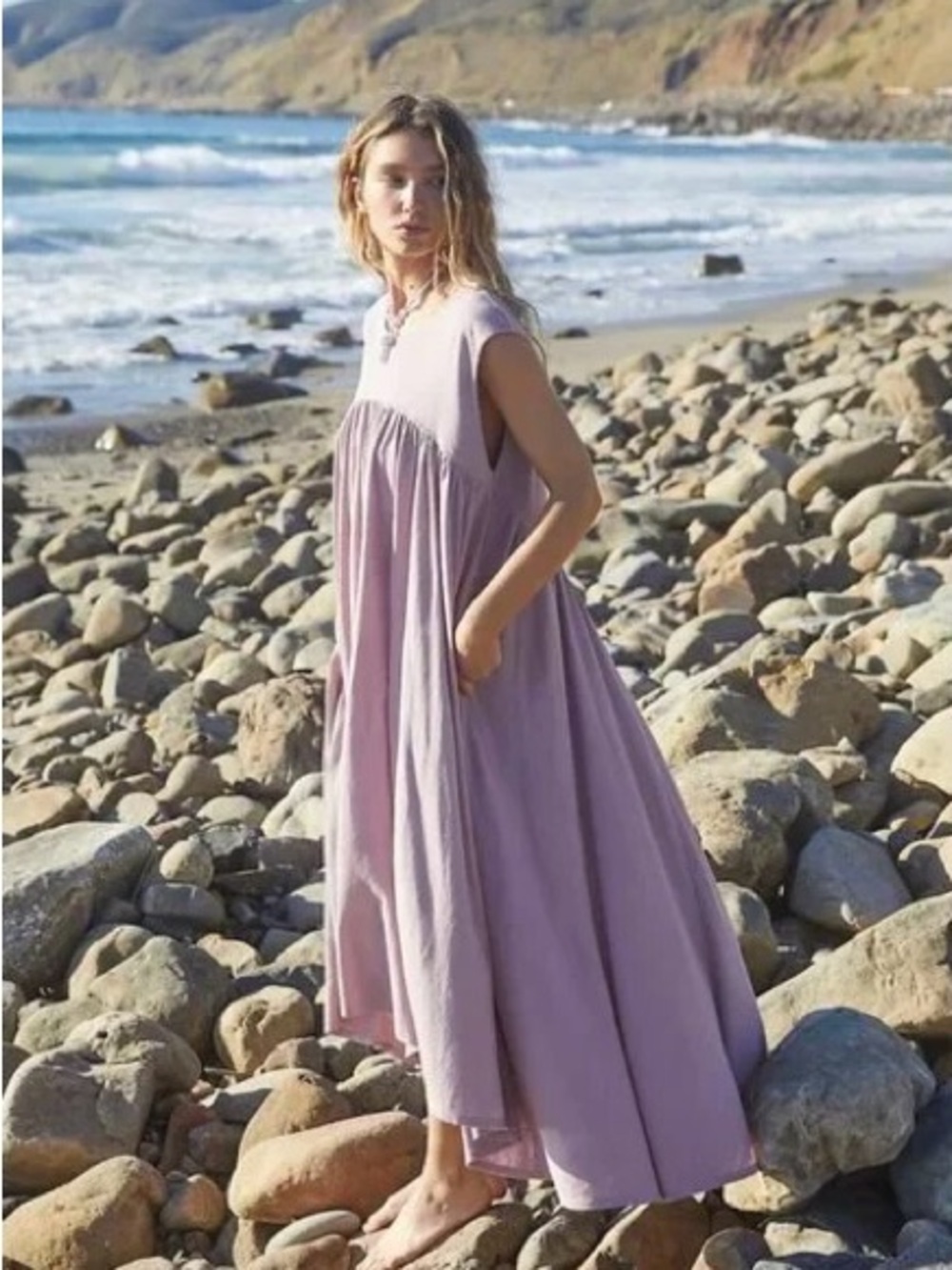 Free People Beach Dress HighLow Dusty Pink Size Large